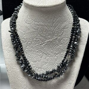 Silpada Black and Silver Beaded Choker Necklace